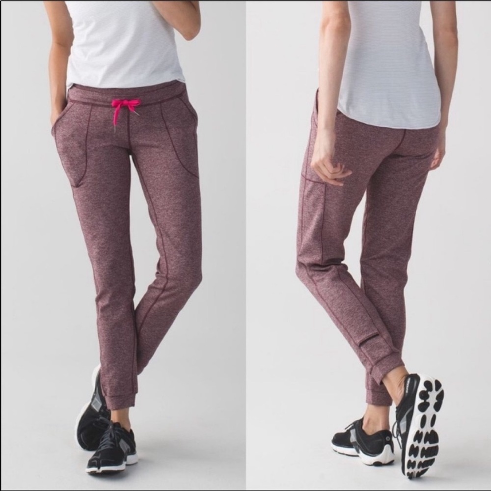 Lululemon Base Runner Jogger Sweatpants Rulu Pants Heathered Bordeaux Drama Bon